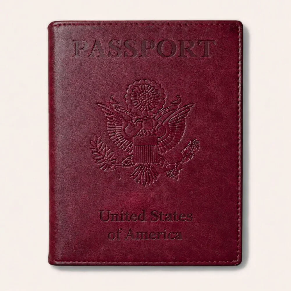Elegant Burgundy Passport Cover & Vaccine Holder - Picture 5 of 5